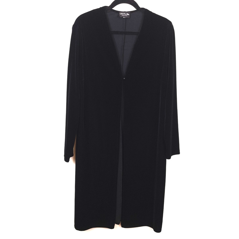 Onyx Nite Velvet Open Front Long Sleeve Black Cardigan Jacket Womens Witchy Goth